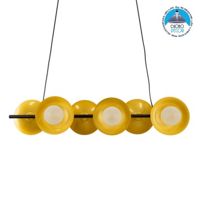 GLOBOSTAR® JOLIET 00783 Μοντέρνο Κρεμαστό Φωτιστικό Οροφής με Ντουί 6 x G9 AC 220-240V IP20 - Μαύρο & Χρυσό - Μ95 x Π28 x Υ20cm