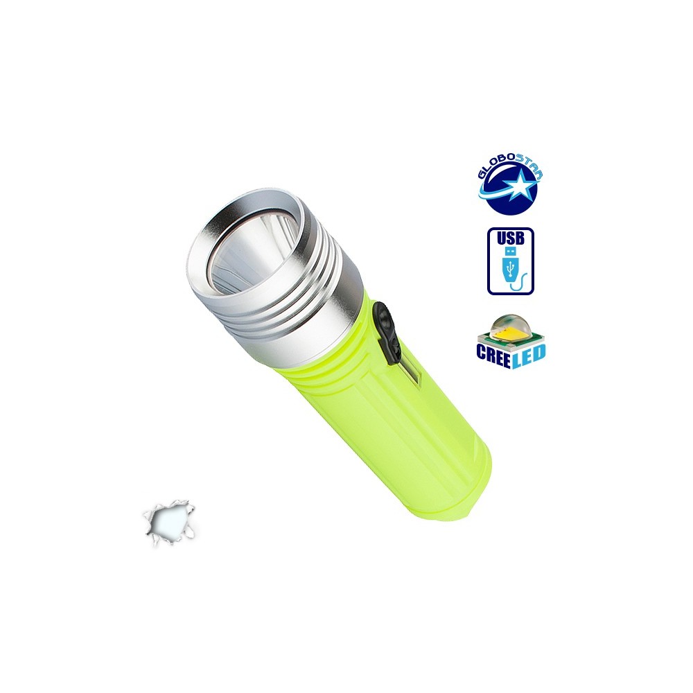 Αδιάβροχος Καταδυτικός Φακός Επαναφορτιζόμενος IP68 με 3 Μπαταρίες 18650 GloboStar 07009