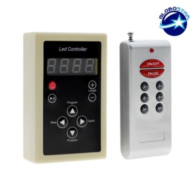 Ασύρματος LED Digital RGB Controller με Χειριστήριο RF για LED Digital RGB Προϊόντα 5v - 12v - 24v 1024 IC - 2048 IC GloboStar 04036