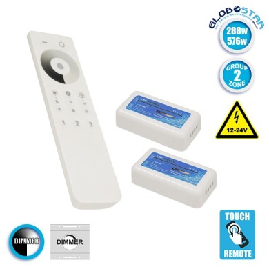 Ασύρματο LED Dimmer με Χειριστήριο Αφής 2.4G RF για Δύο Groups 12v (288w) - 24v (576w) DC GloboStar 04138