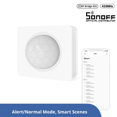 GloboStar® 80064 SONOFF PIR3-RF – Smart 433MHZ RF PIR Motion Sensor 6m-110° Detection