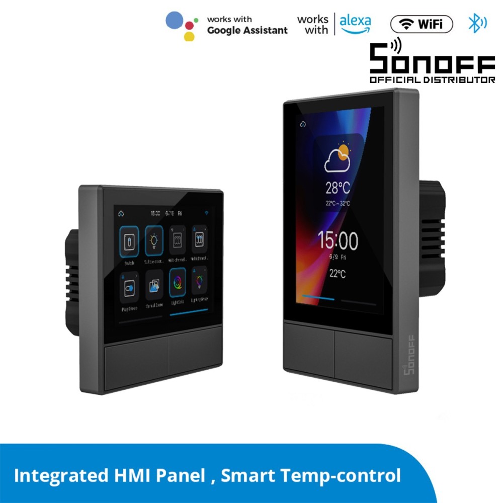 GloboStar® 80058 SONOFF NSPanel-R2-2022-EU - Wi-Fi Smart Scene Wall Switch(86-EU Type) - Integrated HMI Panel - Smart Temperature Control