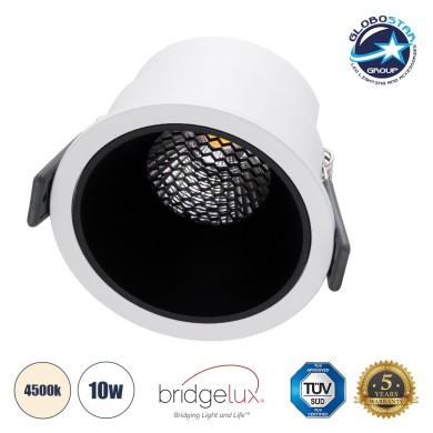 GLOBOSTAR® PLUTO-M 60252 Χωνευτό Downlight Σποτ με Honeycomb Anti Glare Reflector LED 10W 1300lm 38° AC 220-240V IP20 Φυσικό Λευκό 4500K - Bridgelux COB Chip & TÜV SÜD Driver - Λευκό & Μαύρο Ματ - Μ8.4 x Π8.4 x Υ5.9cm - Q7.5cm - 5 Χρόνια Εγγύηση