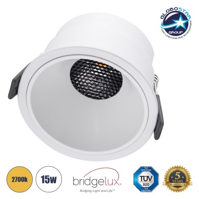GLOBOSTAR® PLUTO-B 60261 Χωνευτό Downlight Σποτ με Honeycomb Anti Glare Reflector LED 15W 1875lm 38° AC 220-240V IP20 Θερμό Λευκό 2700K - Bridgelux COB Chip & TÜV SÜD Driver - Λευκό Ματ - Μ10.4 x Π10.4 x Υ6.5cm - Q9.5cm - 5 Χρόνια Εγγύηση