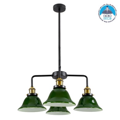 GLOBOSTAR® LIBRARY 00769 Vintage Φωτιστικό Οροφής με Ντουί 4 x E27 AC 220-240V IP20 - Πολύχρωμο - Μ57 x Π57 x Υ90cm