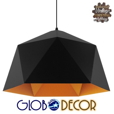 GLOBOSTAR® HEXAGON 01195 Μοντέρνο Κρεμαστό Φωτιστικό Οροφής με Ντουί 1 x E27 AC 220-240V IP20 - Μαύρο & Χρυσό - Μ46 x Π46 x Υ25cm