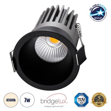 GLOBOSTAR® MICRO-B 60244 Χωνευτό Downlight Σποτ LED 7W 910lm 38° AC 220-240V IP20 Φυσικό Λευκό 4500K - Bridgelux COB Chip & TÜV SÜD Driver - Μαύρο Ματ - Μ6 x Π6 x Υ7.8cm - Q5cm - 5 Χρόνια Εγγύηση