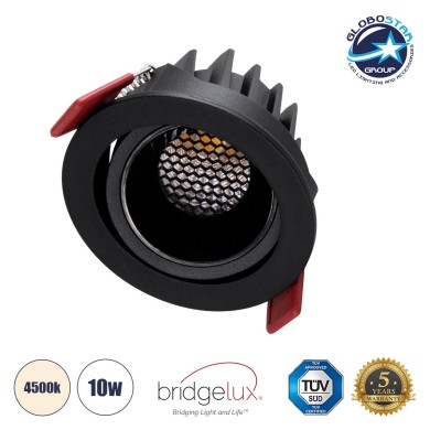 GLOBOSTAR® LEO-R 60286 Χωνευτό Κινούμενο Downlight Σποτ με Honeycomb Anti Glare Reflector LED 10W 1300lm 38° AC 220-240V IP20 Φυσικό Λευκό 4500K - Bridgelux COB Chip & TÜV SÜD Driver - Μαύρο Ματ - Μ8.5 x Π8.5 x Υ6.6cm - Q7.5cm - 5 Χρόνια Εγγύηση