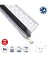 GloboStar® PLASTERBOARD-PROFILE 70837-3M Προφίλ Αλουμινίου - Βάση & Ψύκτρα Ταινίας LED με Μαύρο Φιμέ Κάλυμμα - Χωνευτή Γωνιακή Χρήση σε Εσωτερική Γωνία Γυψοσανίδας - Trimless - Πατητό Κάλυμμα - Ασημί - 3 Μέτρα - Πακέτο 5 Τεμαχίων - Μ300 x Π3.1 x Υ1.3cm