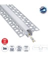 GLOBOSTAR® ALP-PLASTERIN GYPSO 70838-3M Χωνευτό Προφίλ Αλουμινίου Ειδικό για Γυψοσανίδα με Λευκό Γαλακτερό Πατητό Κάλυμμα για Ταινίες LED IP20 - Ασημί & Λευκό - Μ300 x Π5.6 x Υ1.3cm - Πακέτο 5 Τεμαχίων