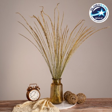 GloboStar® SMUTGRASS 36502 Αποξηραμένο Φυτό Χορταφιλιά - Μπουκέτο Διακοσμητικών Κλαδιών Μπεζ - Πράσινο Υ90cm - Σετ 100 τμχ