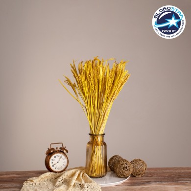 GloboStar® RISEGRASS 36506 Αποξηραμένο Φυτό Ρύζι - Μπουκέτο Διακοσμητικών Κλαδιών Μπεζ - Κίτρινο Υ60cm - Σετ 105 τμχ