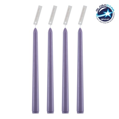 GloboStar® LAVENDER-FIELD 35203 ΣΕΤ 4 Αρωματικά Κεριά Κηροπηγίου Παραφίνης με Άρωμα Λεμόνι - Λεβάντα Μωβ Μ2 x Π2 x Υ25cm