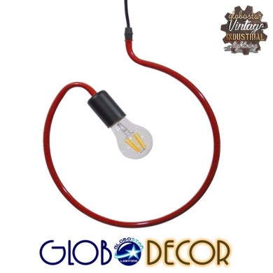 GLOBOSTAR® LIBBY 01095-1 Παιδικό Κρεμαστό Φωτιστικό Οροφής με Ντουί 1 x E27 AC 220-240V IP20 - Κόκκινο - Μ28 x Π28 x Υ16cm