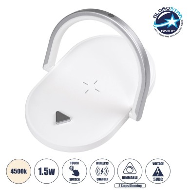 GloboStar® ECLIPSE 76559 Επιτραπέζιο Φωτιστικό Πορτατίφ LED 15W 1200lm 180° AC 220-240V IP20 Φυσικό Λευκό 4500K Dimmable Λευκό Πλαστικό - Μ17 x Π13 x Υ10cm - 2 Xρόνια Εγγύηση