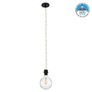 GLOBOSTAR® SHAQRA 36216 Μοντέρνο Κρεμαστό Φωτιστικό Οροφής με Ντουί 1 x E27 AC 220-240V IP20 - Μπεζ & Μαύρο - Μ4 x Π4 x Υ110cm