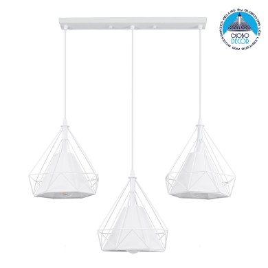 GLOBOSTAR® EIFFEL 61570 Vintage Κρεμαστό Φωτιστικό Οροφής με Ντουί 3 x E27 AC 220-240V IP20 - Λευκό - Μ68 x Π25 x Υ130cm