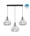 GLOBOSTAR® EIFFEL 61569 Vintage Κρεμαστό Φωτιστικό Οροφής με Ντουί 3 x E27 AC 220-240V IP20 - Μαύρο & Λευκό - Μ68 x Π25 x Υ130cm