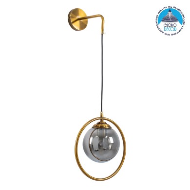 GLOBOSTAR® VIENNA 00923 Μοντέρνο Φωτιστικό Τοίχου - Απλίκα με Ντουί 1 x E27 AC 220-240V IP20 - Χρυσό & Μαύρο Φιμέ - Μ25 x Π23 x Υ27cm
