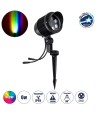 GloboStar® TREELIGHT-LINA 90657 Σποτ Φωτισμού Ειδικό για Φυτά - Δέντρα με Βάση Κήπου - Καρφωτό LED 6W 630lm 30° DC 24V Αδιάβροχο IP65 Μ10.5 x Π18 x Υ40cm Πολύχρωμο RGBW DMX512 - Γκρι Ανθρακί - 3 Years Warranty