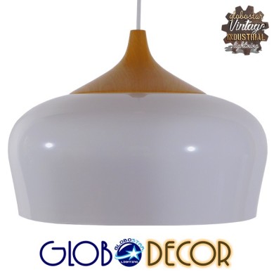 GLOBOSTAR® VILI 01260 Μοντέρνο Κρεμαστό Φωτιστικό Οροφής με Ντουί 1 x E27 AC 220-240V IP20 - Λευκό & Μπεζ - Μ35 x Π35 x Υ27cm