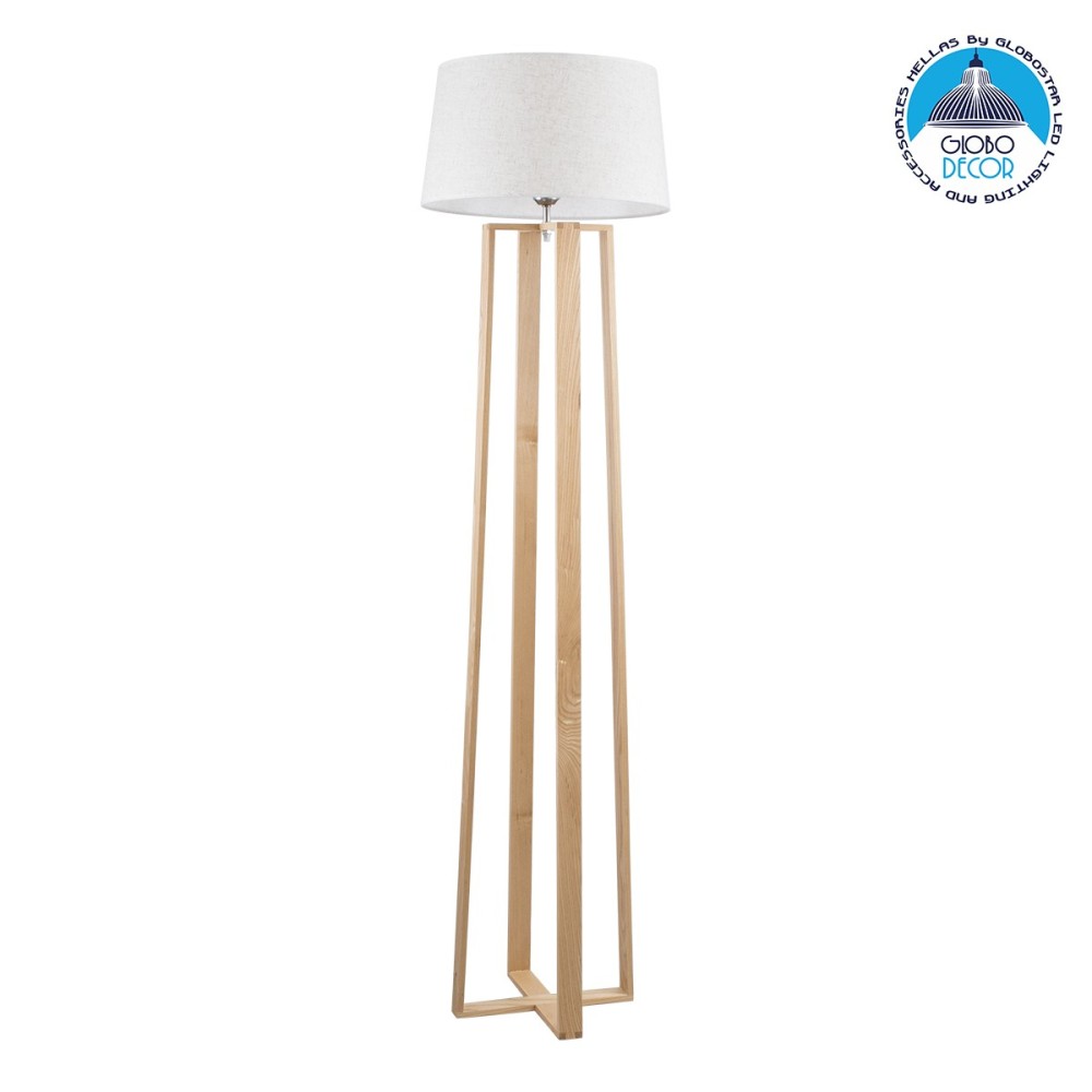 GLOBOSTAR® TOWER 01264 Μοντέρνο Επιδαπέδιο Φωτιστικό με Ντουί 1 x E27 AC 220-240V IP20 - Μπεζ & Λευκό - Μ40 x Π40 x Υ166cm