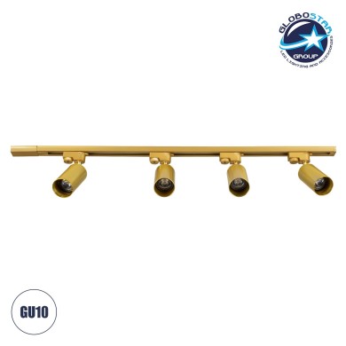 GLOBOSTAR® LEO 60360 Μοντέρνο Φωτιστικό Οροφής με Ντουί 4 x GU10 AC 220-240V IP20 - Χρυσό Πλατίνα - Μ100 x Π6 x Υ20cm