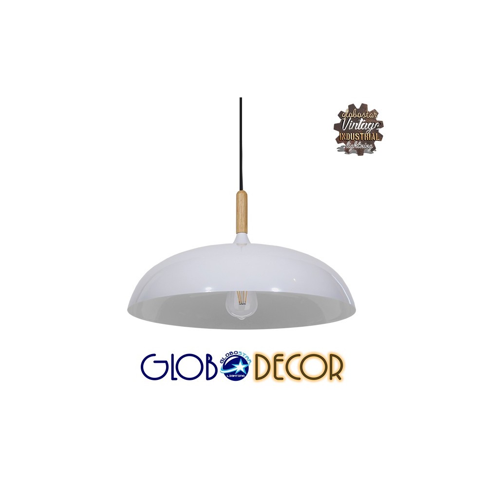 GLOBOSTAR® VALLETE 01256 Μοντέρνο Κρεμαστό Φωτιστικό Οροφής με Ντουί 1 x E27 AC 220-240V IP20 - Λευκό & Μπεζ - Μ45 x Π45 x Υ27cm