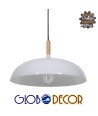 GLOBOSTAR® VALLETE 01256 Μοντέρνο Κρεμαστό Φωτιστικό Οροφής με Ντουί 1 x E27 AC 220-240V IP20 - Λευκό & Μπεζ - Μ45 x Π45 x Υ27cm