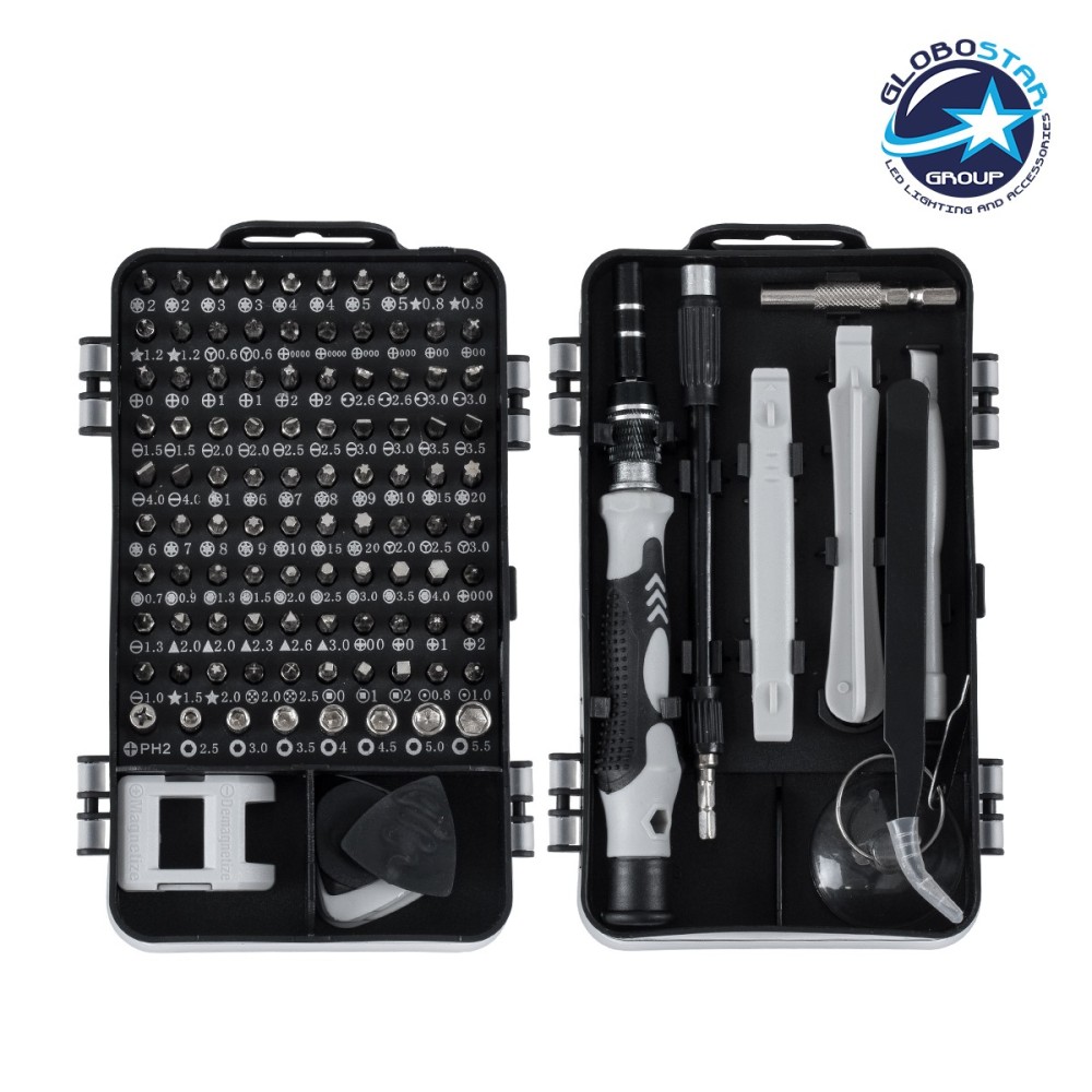 GloboStar® 79996 Επαγγελματικό Mini Σετ Εργαλείων 115 Εξαρτημάτων σε 1 DIY Tool Kit - Για Επισκευές iPhone,Samsung κλπ Κινητά Τηλέφωνα - PC - Laptop - Xbox - Ρολογιών - Οπτικά - Γυαλιά και Γενικών Μικρόεπισκευών Λεπτομέρειας με Μαγνητικό Κατσαβίδι Καστάνι