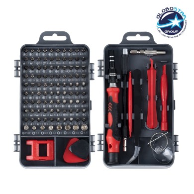 GLOBOSTAR® ELEKIT 79999 Ολοκληρωμένο Mini DIY ΚΙΤ με 115 Μικροεργαλεία σε 1 Βαλιτσάκι για Επισκευές Κινητών Τηλεφώνων, Laptop, Οπτικών & κλπ Μικροεπισκευών