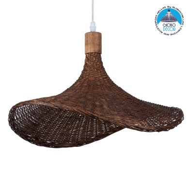 GLOBOSTAR® CUBA 01718 Boho Κρεμαστό Φωτιστικό Οροφής με Ντουί 1 x E27 AC 220-240V IP20 - Καφέ - Μ43 x Π43 x Y30cm