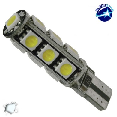 GloboStar® T10 W5W 21540 Λαμπτήρας LED T10 Can Bus με 13 SMD 5050 3.22W DC 12-16V IP20  660lm 120° Ψυχρό Λευκό