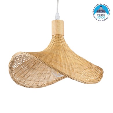 GLOBOSTAR® CUBA 01715 Boho Κρεμαστό Φωτιστικό Οροφής με Ντουί 1 x E27 AC 220-240V IP20 - Μπεζ - Μ33 x Π33 x Υ25cm