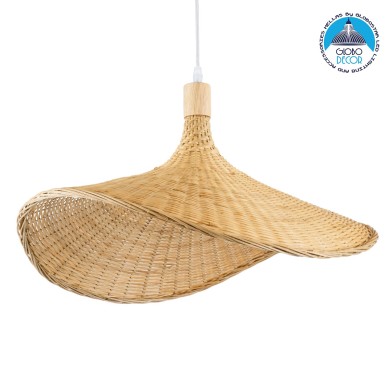 GLOBOSTAR® CUBA 01719 Boho Κρεμαστό Φωτιστικό Οροφής με Ντουί 1 x E27 AC 220-240V IP20 - Μπεζ - Μ53 x Π53 x Υ30cm