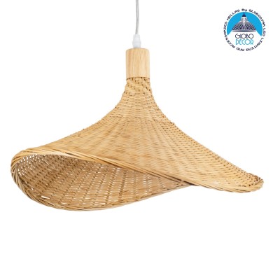 GLOBOSTAR® CUBA 01717 Boho Κρεμαστό Φωτιστικό Οροφής με Ντουί 1 x E27 AC 220-240V IP20 - Μπεζ - Μ43 x Π43 x Υ30cm