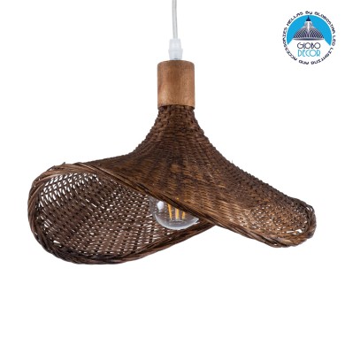 GLOBOSTAR® CUBA 01716 Boho Κρεμαστό Φωτιστικό Οροφής με Ντουί 1 x E27 AC 220-240V IP20 - Καφέ - Μ33 x Π33 x Υ25cm
