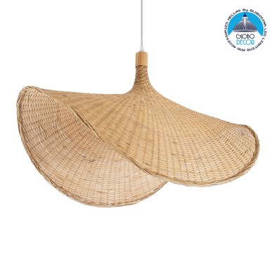 GLOBOSTAR® CUBA 01767 Boho Κρεμαστό Φωτιστικό Οροφής με Ντουί 1 x E27 AC 220-240V IP20 - Μπεζ - Μ80 x Π80 x Υ49cm