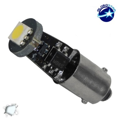 GloboStar® BA9S - T4W 22000   Λάμπα Αυτοκινήτου Can LED Bus με 1 SMD 5050 12 Volt 2.52W 24 lm 120° Ψυχρό Λευκό 6000K