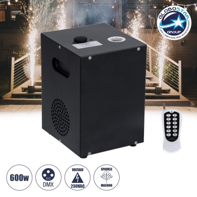 GLOBOSTAR® SPARKLE 51148 Stage Μηχανή Δαπέδου Άκαυστων Σπινθήρων Εφέ Συντριβανιού 600W AC 220-240V IP20 DMX512 Protocol & RF Ασύρματο Χειριστήριο - Μ18 x Π16.5 x Υ24cm - 1 Χρόνο Εγγύηση