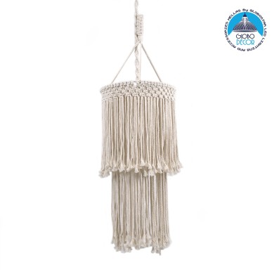 GLOBOSTAR® ZAMBIA 36208 Boho Κρεμαστό Φωτιστικό Οροφής με Ντουί 1 x E27 AC 220-240V IP20 - Μπεζ - Μ30 x Π30 x Υ60cm