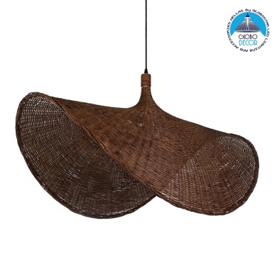 GLOBOSTAR® CUBA 01770 Boho Κρεμαστό Φωτιστικό Οροφής με Ντουί 1 x E27 AC 220-240V IP20 - Καφέ - Μ100 x Π100 x Y55cm