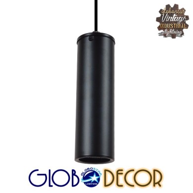 GLOBOSTAR® CANNON 01275 Μοντέρνο Κρεμαστό Φωτιστικό Οροφής με Ντουί 1 x GU10 AC 220-240V IP20 - Μαύρο - Μ6 x Π6 x Υ20cm