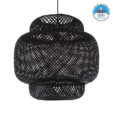 GLOBOSTAR® MALDIVES 00579 Boho Κρεμαστό Φωτιστικό Οροφής με Ντουί 1 x E27 AC 220-240V IP20 - Μαύρο - Μ56 x Π56 x Y54cm