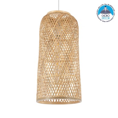 GLOBOSTAR® CALERO 01710 Boho Κρεμαστό Φωτιστικό Οροφής με Ντουί 1 x E27 AC 220-240V IP20 - Μπεζ - Μ25 x Π25 x Υ50cm