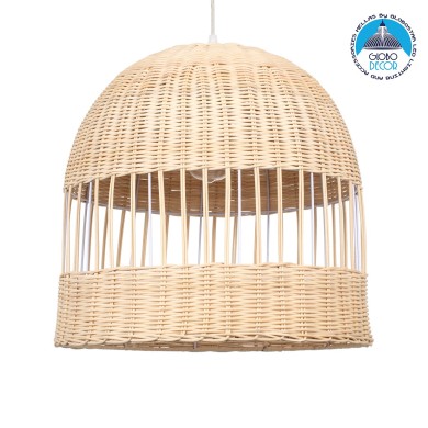 GLOBOSTAR® LUCIA 01725 Boho Κρεμαστό Φωτιστικό Οροφής με Ντουί 1 x E27 AC 220-240V IP20 - Μπεζ - Μ40 x Π40 x Y34cm