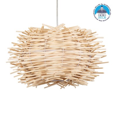 GLOBOSTAR® MINORCA 01730 Boho Κρεμαστό Φωτιστικό Οροφής με Ντουί 1 x E27 AC 220-240V IP20 - Μπεζ - Μ35 x Π35 x Y23cm