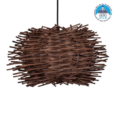 GLOBOSTAR® MINORCA 01733 Boho Κρεμαστό Φωτιστικό Οροφής με Ντουί 1 x E27 AC 220-240V IP20 - Καφέ - Μ35 x Π35 x Υ23cm