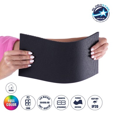 GloboStar® MODULCO 90232 LED Display Module 32x16cm - Εύκαμπτο Πλακίδιο Ψηφιακής Οθόνης LED Video Wall Curved - P2 Pro Flexible 3840Hz High Refresh Rate 12800 Dots - 25 W ≥500cd-㎡ DC 4.5~5V SMD1515 RGB 3in1 4398 Billion Colors - Indoor IP20 - Μ32 x Υ16cm