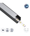 GloboStar® SURFACE-PROFILE 70869-1M Προφίλ Αλουμινίου - Βάση & Ψύκτρα Ταινίας LED με Λευκό Γαλακτερό Κάλυμμα - Επιφανειακή Χρήση - Πατητό Κάλυμμα - Μαύρο - 1 Μέτρο - Μ100 x Π2.3 x Υ2cm